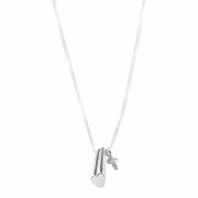 2pk -Necklace Cross My Heart/Cross Silver Plated 18 Chain - (Pack of 2)