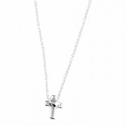 2pk -Necklace God's Girl Mini Cross/Heart Silver Plated 16 Ch - (Pack of 2)