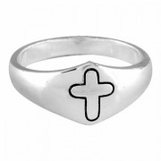 2pk -Ring Dome W/engravd Cross Silver Plated Sz 8 - (Pack of 2)