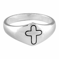 2pk -Ring Dome W/engravd Cross Silver Plated Sz 8 - (Pack of 2)