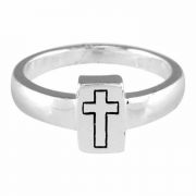 Ring Rct W/engravd Cross Silver Plated Sz 6 - (Pack of 2)