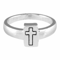2pk -Ring Rct W/engravd Cross Silver Plated Sz 8 - (Pack of 2) 2pk -Ring Rct W/engravd Cross Silver Plated Sz 8 - (Pack of 2)