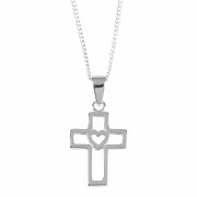 2pk -Necklace Silver Plated Box Cross/cutout Heart-16 Inches - (Pack of 2)