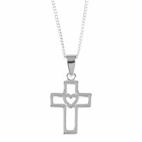 2pk -Necklace Silver Plated Box Cross/cutout Heart-16 Inches - (Pack of 2)
