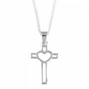 2pk -Necklace Silver Plated Opn Bx Cross/cutout Heart-16 - (Pack of 2) 2pk -Necklace Silver Plated Opn Bx Cross/cutout Heart-16 - (Pack of 2)
