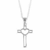 2pk -Necklace Silver Plated Opn Bx Cross/cutout Heart-16 - (Pack of 2)