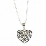 2pk -Necklace Silver Plated Filigree Heart/Cross-16 Inches - (Pack of 2)