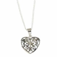 2pk -Necklace Silver Plated Filigree Heart/Cross-16 Inches - (Pack of 2)