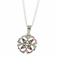 2pk -Necklace Silver Plated 4Hearts/4red Heart Czs-16 Inches - (Pack of 2)