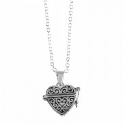 2pk -Necklace Silver Plated Heart Prayer Box-18 Inches +1 Inches Ch - (Pack of 2)