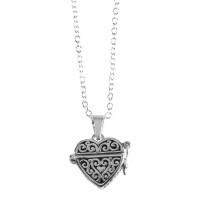 2pk -Necklace Silver Plated Heart Prayer Box-18 Inches +1 Inches Ch - (Pack of 2)