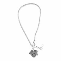 2pk -Bracelet Silver Plated Heart Prayer Box-7.5+1 Inches Ch - (Pack of 2)
