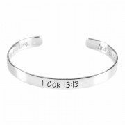 Bracelet Silver Plated 2 1/2 Cuff-1cor13 Faith, Hope, Love