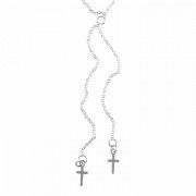 2pk -Necklace Silver Plated Double Cross Y Necklace 18 Inches +3 Inches - (Pack of 2)