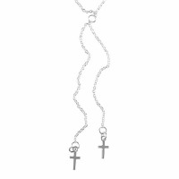 2pk -Necklace Silver Plated Double Cross Y Necklace 18 Inches +3 Inches - (Pack of 2)