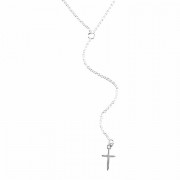 2pk -Necklace Silver Plated Cross Y Necklace 18 Inches +3 Inches - (Pack of 2)