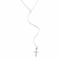 2pk -Necklace Silver Plated Cross Y Necklace 18 Inches +3 Inches - (Pack of 2)