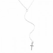 2pk -Necklace Silver Plated Cross Y Necklace 18 Inches +3 Inches - (Pack of 2)