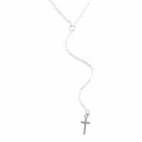 2pk -Necklace Silver Plated Cross Y Necklace 18 Inches +3 Inches - (Pack of 2)