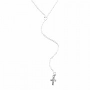 2pk -Necklace Silver Plated Cross/Heart Y Necklace 18 Inches +3 Inches - (Pack of 2)