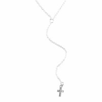 2pk -Necklace Silver Plated Cross/Heart Y Necklace 18 Inches +3 Inches - (Pack of 2)