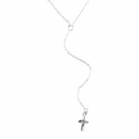 2pk -Necklace Silver Plated Taper Cross Y Necklace 18 Inches +3 Inches - (Pack of 2)