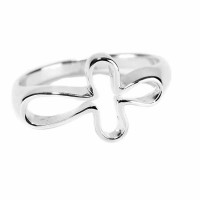 2pk -Ring Silver Plated Open Petal Cross Sz6 - (Pack of 2)