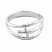 Ring Silver Plated Sideways C/o Cross Sz6 - (Pack of 2)