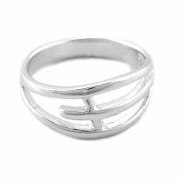 2pk -Ring Silver Plated Sideways C/o Cross Sz7 - (Pack of 2)