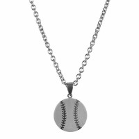 2pk -Necklace baseball-him-Stainless Steel 1 Inches -24 Inches Ch - (Pack of 2)