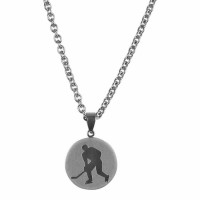 2pk -Necklace hockey-him-Stainless Steel 1 Inches -24 Inches Ch - (Pack of 2)