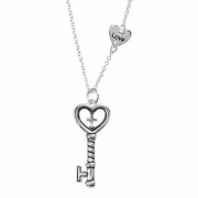 Necklace key Love 1cor13:8 Silver Plated 18 Inches Ch