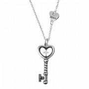 Necklace key Jesus Heart Jn11:25 Silver Plated 18 Inches Ch
