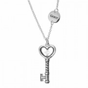 Necklace key Grace Jn1:17 Silver Plated 18 Inches Ch