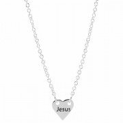 Necklace mini Jesus Heart Jn11:25 Silver Plated 18 Inches Ch