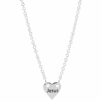 Necklace mini Jesus Heart Jn11:25 Silver Plated 18 Inches Ch