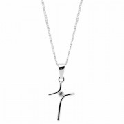 Necklace First Communion Curve Cross/stn Silver Plated-16 Inch Chain