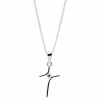 Necklace First Communion Curve Cross/stn Silver Plated-16 Inch Chain Necklace First Communion Curve Cross/stn Silver Plated-16 Inch Chain