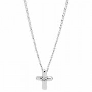 Necklace First Communion Petal Cross/cz Silver Plated-16 Inch Chain