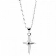 Necklace First Communion Star Cross/cryst Silver Plated-16 Inch Chain