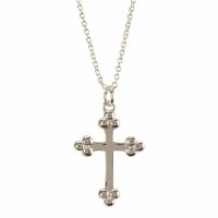 Necklace Minis Bud Cross Silver Plated 18 Ch
