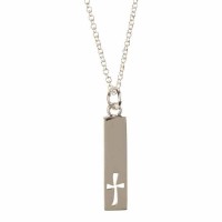 Necklace Minis Rectangle/Cross Silver Plated 18 Ch
