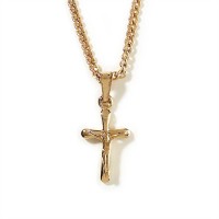 Necklace Sm Crucifx Gold Rnd Cross 18 Inches
