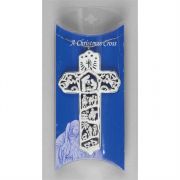 4 Inch Antique White Cross Ornament Pack of 6