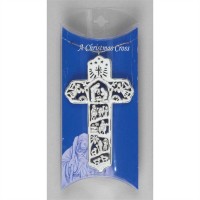 6pk -4 Inch Antique White Cross Ornament Pack of 6