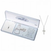 Necklace baptism Boy Box Cross Ss 1/2 Inches -13 Inches Ch