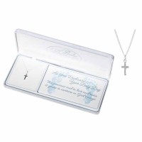 Necklace dedication Boy Box Cross Ss 1/2 Inches -13 Inches Ch