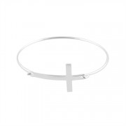 Bracelet Silver Plated Sideway Box Cross Bangle
