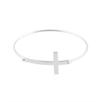 Bracelet Silver Plated Sideway Box Cross Bangle