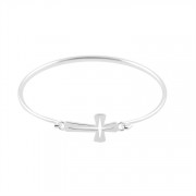 Bracelet Silver Plated Sideway Cutout Flare Cross